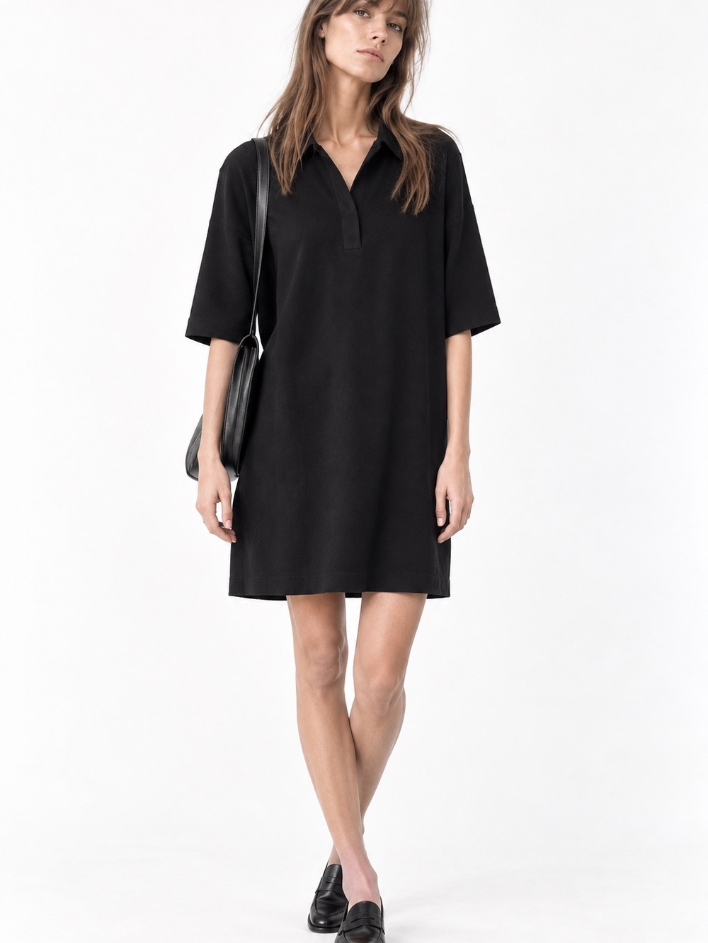 COS Black Oversized Polo Mini Dress – Size M